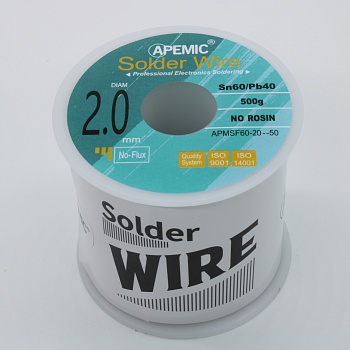 Припой Sn60Pb40 2мм 500гр без флюса - Припой проволочный без канифоли ПОС61 2.0мм 500гр. катушка