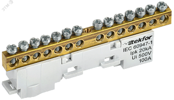 TEKFOR Шина L фаза неизолированная на универсальном держателе 6х9-14-Ср IEK TF-NN10-14-DL-K03