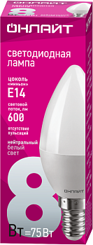 Лампа светодиодная 71 633 OLL-C37-8-230-4K-E14-FR 8Вт свеча 4000К нейтр. бел. E14 600лм 220-240В 71633