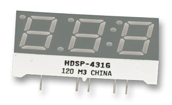 HDSP-433G - Индикатор 7-сегментный 3-знаковый общий катод 0.4