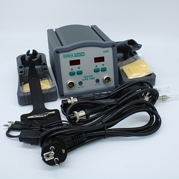 QUICK 203D ESD - Индукционная паяльная станция с двумя паяльниками, 2х90W, 80°C-480°C, в комплекте жало QSS200-T-1.6D 2шт