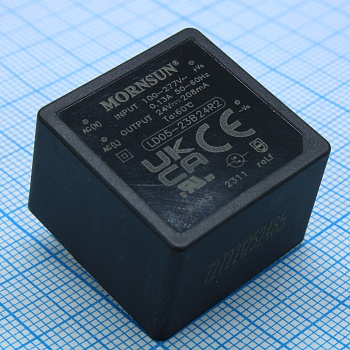 LD05-23B24R2 - AC-DC, 5Вт, вход 85…305В AC 47…63 Гц, 100…430B DC, выход 24В/0.208А, изоляция 4000В AC, КПД 81.5%, в корпусе на плату 25.4х25.4х17.6мм, -40...+85°C