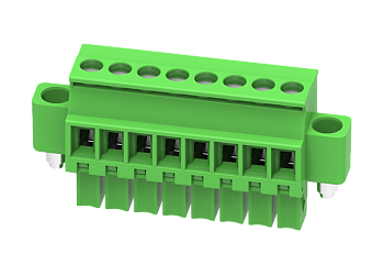 Розеточный разъем на кабель MC-RE3.5V10C-RK-0001 - Розеточный разъем, угловой, на кабель, шаг: 3.5 мм, 10 полюсов, фиксация провода винтовая, исполнение: с монтажными фланцами, 160V, 8A, цвет: зеленый