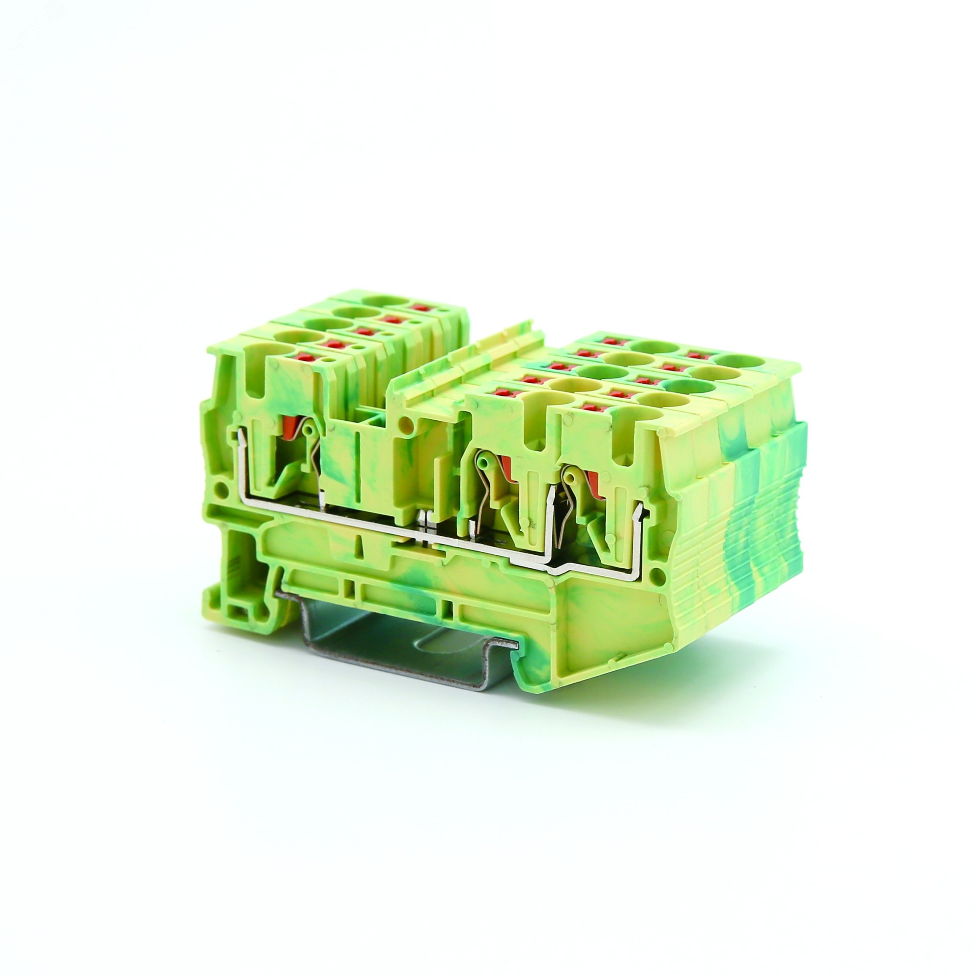 Клемма заземления зажим push-in 3 точки подключ. 4кв.мм DKC VPR-4-TWIN-PE-YG