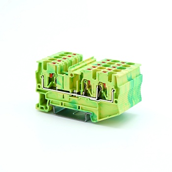 Клемма заземления зажим push-in 3 точки подключ. 4кв.мм DKC VPR-4-TWIN-PE-YG