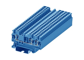 Проходная клемма TC2.5-3-BU - Проходная клемма, 3 точки подключения, пружинный, номинальное сечение: 2,5 мм кв., 24A, 500V, ширина: 5,2 мм, цвет: синий, тип монтажа: DIN 35