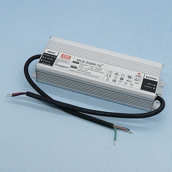 HLG-320H-12 - AC-DC, 264Вт, IP67, вход 90…305В AC, 47…63Гц/127…431В DC, ККМ, выход 12В/22А, изоляция 3750В AC, в кожухе 244х68х39мм, -40…+70°С