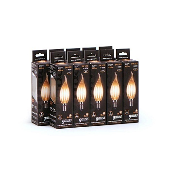 Лампа светодиодная филаментная Black Filament 5Вт свеча на ветру 2700К тепл. бел. E14 420лм 104801105