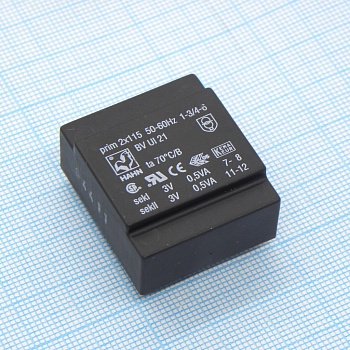 BV UI 21 0011 - Трансформатор питания 1ВА  230В, 3В , 333мА 70/B (41)