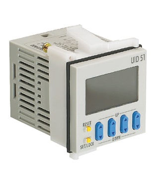 Таймер UID 51 AC 110-240V - Многофункциональный счетчик импульсов, с 5 входными и 7 выходными функциями для диапазона напряжений или фиксированного напряжения питания, входное напряжение: 100 – 240 V AC, 1 переключающий контакт, коммутируемое напряжение: 