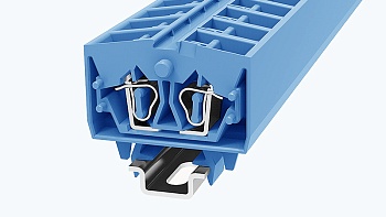 Проходная клемма WS2.5T-DIN15-01P-12 - Проходная клемма, 4 точки подключения, тип фиксации провода: пружинный, номинальное сечение: 2,5 мм кв., 24А, 800V, ширина: 10 мм, цвет: синий, тип монтажа: DIN15