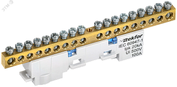 TEKFOR Шина N ноль неизолированная на универсальном держателе 6х9-18-С IEK TF-NN10-18-DL-K07