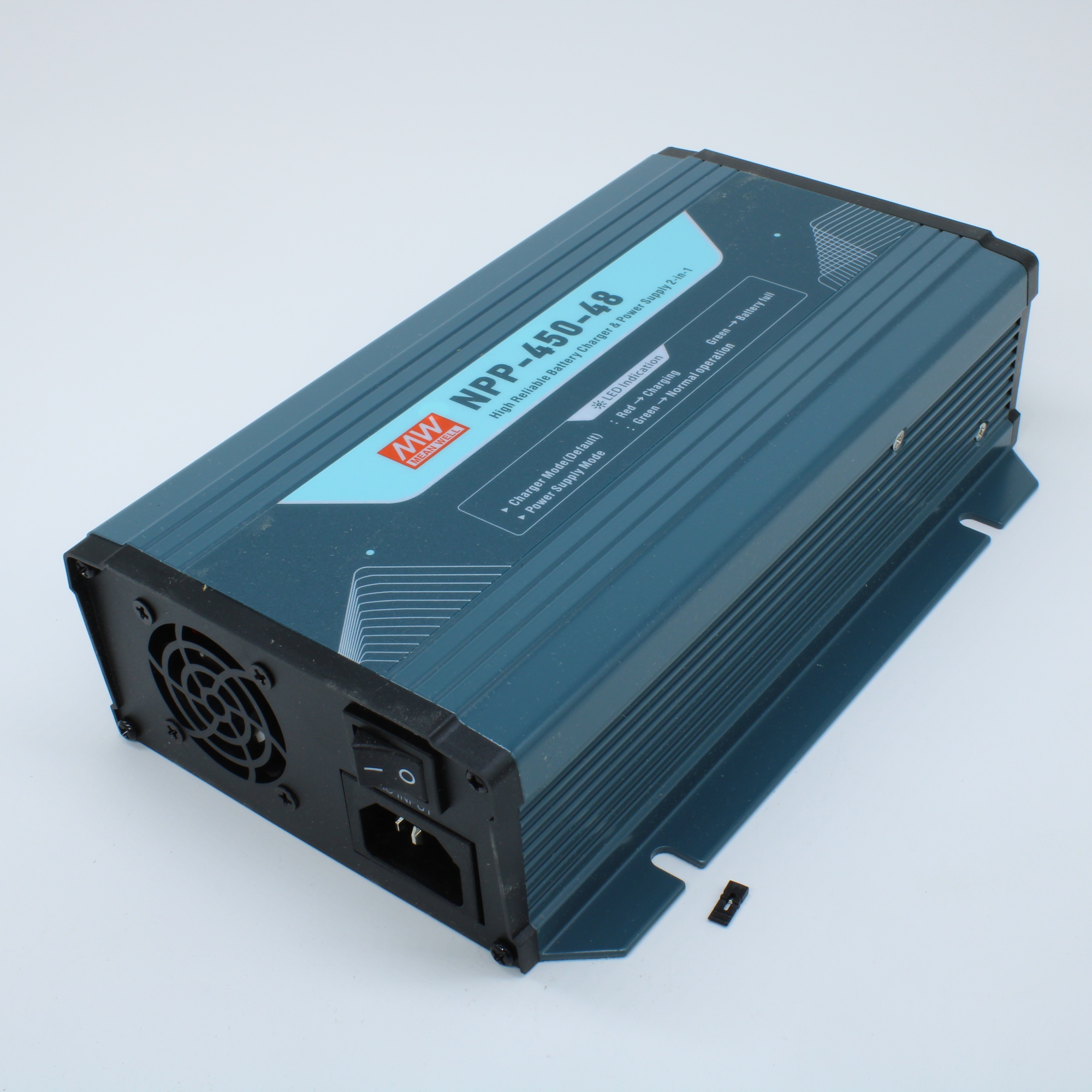 NPP-450-48 - AC/DC + зарядное устройство, 57.6V/3.4…6.8A, рег.вых=54…100В, вход 90…264VA C, 47…63Гц /127…370В DC, изоляция 3000В AC, PFC, для свинцовых (обслуживаемых, гелевых, AGM), 3 стадии заряда, 205*135*55мм, -30…+70°С