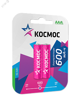 Аккумулятор AAA/R03 600мА.ч Ni-MH (блист.2шт) КОСМОС KOCR03NIMH(600MAH)