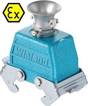 Крышка разъема Ex 70.357.1036.3 - Крышка разъема на кабель, типоразмер 10B, взрывозащищита, без уплотнителя, 1 кабельный ввод M20x1,5, с разгрузкой на изгиб, IP54, с верхним расположением, с двумя защелками, материал корпуса: цинковый сплав