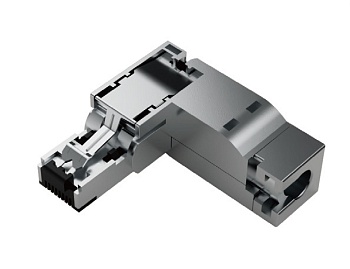 Разъем RJ45 на кабель RJ4504MMAFWIC05 - Разъем RJ45 на кабель, вилочный, угловой, 4 полюса, цинк