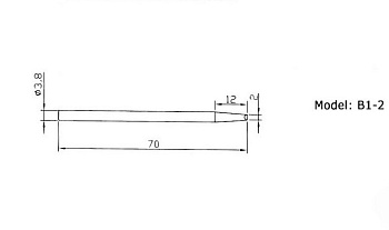 B1-2 - Жало паяльное многослойное долговечное для паяльников серии ZD-407-30w, ZD-36, WD-30w, диаметр 3,8мм, заостренный конус длиной 12мм