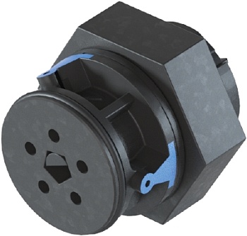 Разъем RST08i5 S B1 M02H BL - Розеточный разъем в панель М16,6, IP68(69k), 5 полюсов, цвет: синий, номинальные характеристики: 50V/120V 8A, серия gesis RST MICRO