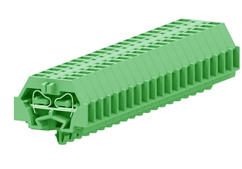 Клемма мини 242316 - Мини клемма, боковой подвод кабеля, 2 точки подключения в клемме, тип фиксации провода: пружинный, номинальное сечение: 4 мм кв., 24A, 630V, цвет: зеленый, тип монтажа: защелки в панель