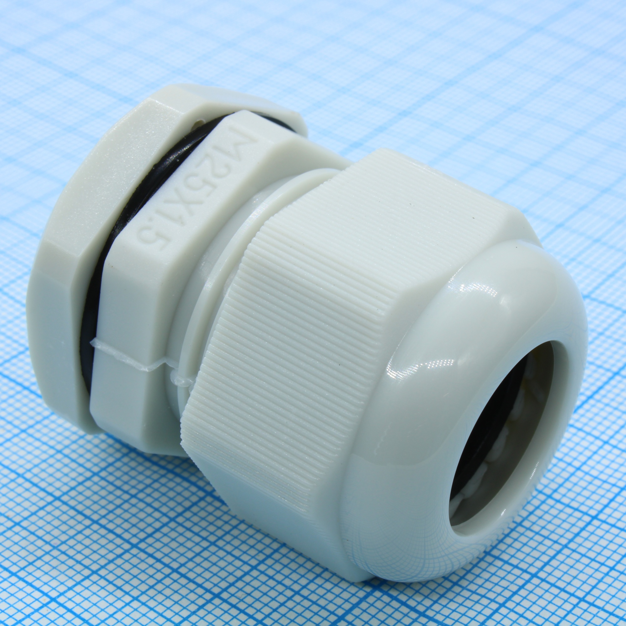 Кабельный ввод M25-G - Кабельный ввод, M25х1,5, диапазон зажимаемых проводников: 12 - 15 мм, SW 33 мм, пластик, серый