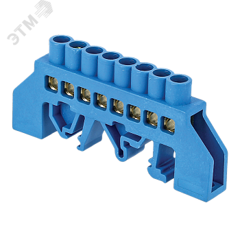 Шина нулевая N 6х9 12 отвер. латунь син. нейлоновый корпус комбинированный PROxima sn0-63-12-dn