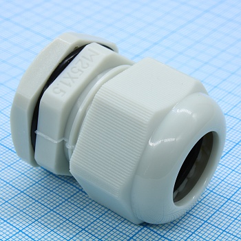 Кабельный ввод M25-G - Кабельный ввод, M25х1,5, диапазон зажимаемых проводников: 12 - 15 мм, SW 33 мм, пластик, серый