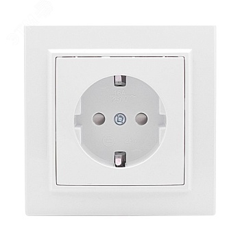Розетка 1-м СП Минск 16А IP20 с заземл. защ. шторки бел. Basic ERR16-028-100