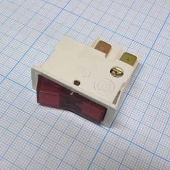 ВК-42 10А Б/К неон. л. - Выключатели клавишные. Способ монтажа — объёмный, Подсоединение выводов: пайкой. фиксация клавиш в крайних положениях