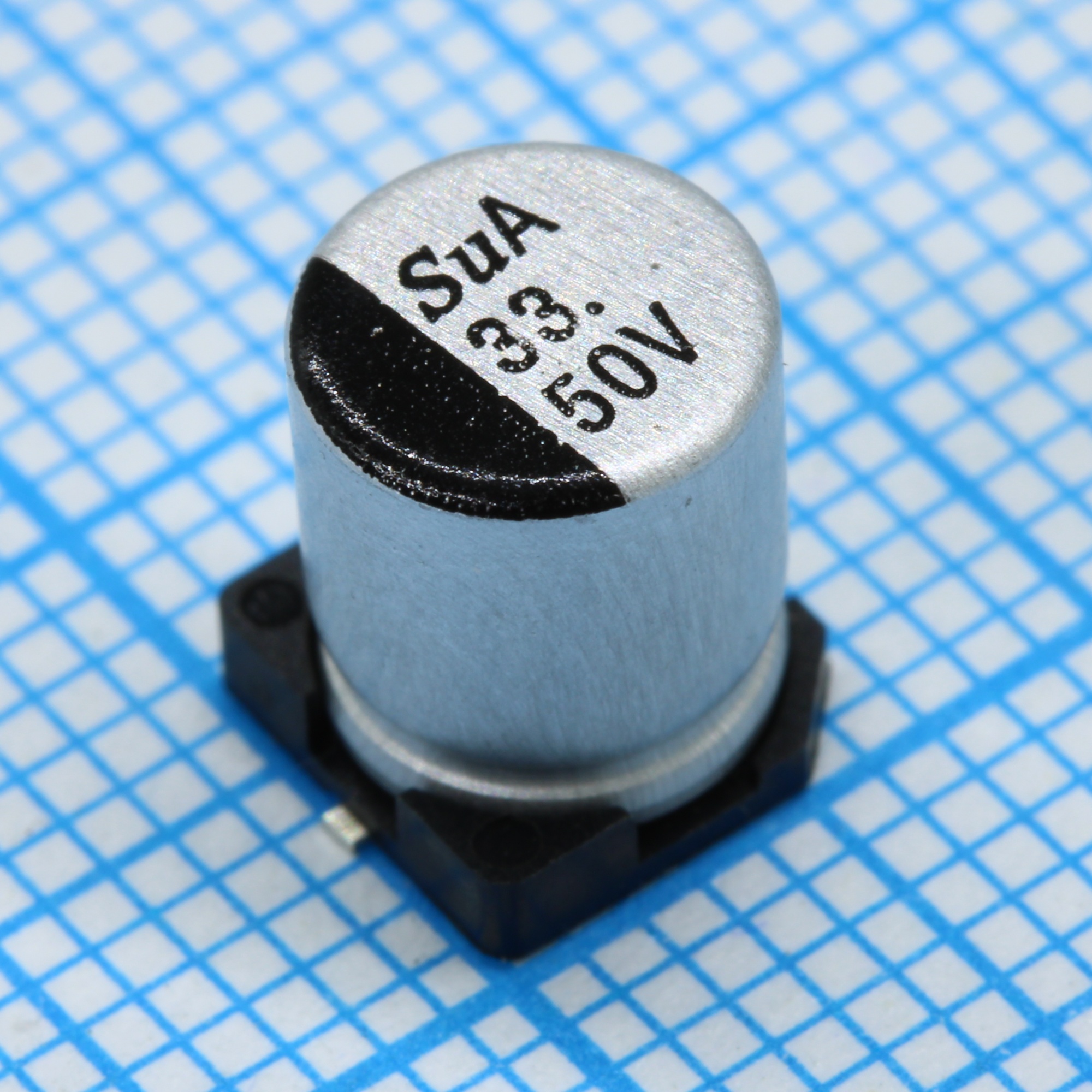 TS13CA1H330MGT000R - SMD Конденсатор алюминиевый электролитический 50В, 33мкФ ±20%, размер 6.3 X 7.7мм, 0.68 Ом, 185мА, 3000ч, 105С