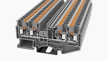 Проходная клемма DS4-QU-01P-11 - Проходная клемма, 4 точки подключения, тип фиксации провода: Push-in, номинальное сечение: 4 мм кв., 32A, 800V, ширина: 6,2 мм, цвет: серый, втычная перемычка, тип монтажа: DIN35