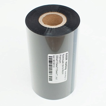 Риббон Resin Premium 300м/110мм/110мм/1" - Красящая лента Resin Premium 300м/110мм/110мм/1", длина 300 м, ширина 110 мм, цвет черный