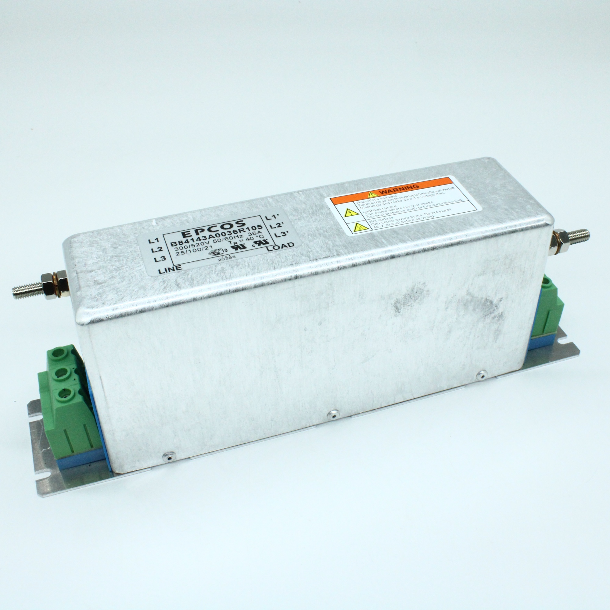 B84143A0036R105 - Силовой линейный фильтр ЭМС 50Гц/60Гц 36A 520В клеммная колодка на фланце
