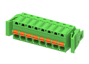 Розеточный разъем на кабель MC-RJ5.08H09P-D-0001 - Розеточный разъем, прямой, на кабель, шаг: 5.08 мм, 9 полюсов, фиксация провода Push-In исполнение: с защелками, 320V, 12A, цвет: зеленый