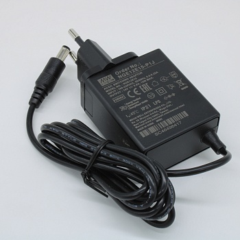 NGE12E15-P1J - AC-DC, 12Вт, сетевой адаптер, выход 15В/0.8А, вход 80...264В AC, 47...63 Гц, изоляция 4000B DC, 2xMOPP, 48x28*x55мм, -30...+70C, евровилка, выходной разъем 11мм, диам. 5.5х2.1мм