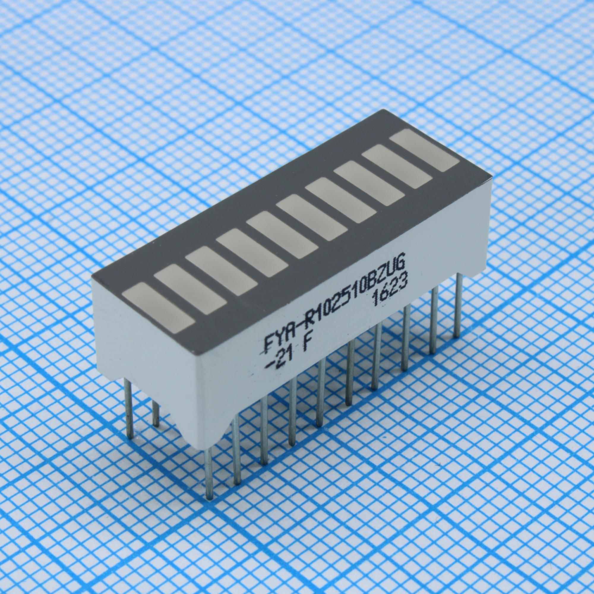 FYA-R102510BZUG-21 - 10 сегментный шкальный дисплей/желто - зеленый 25,4х10,1мм