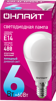 Лампа светодиодная 61 136 OLL-G45-6-230-6.5K-E14 6Вт 61136