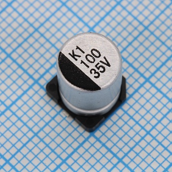 CK035M101F10PKKKV00R - Конденсатор алюминиевый электролитический 100мкФ 35В ±20% (8х10мм) для поверхностного монтажа 305мА 2000час 105°С лента на катушке