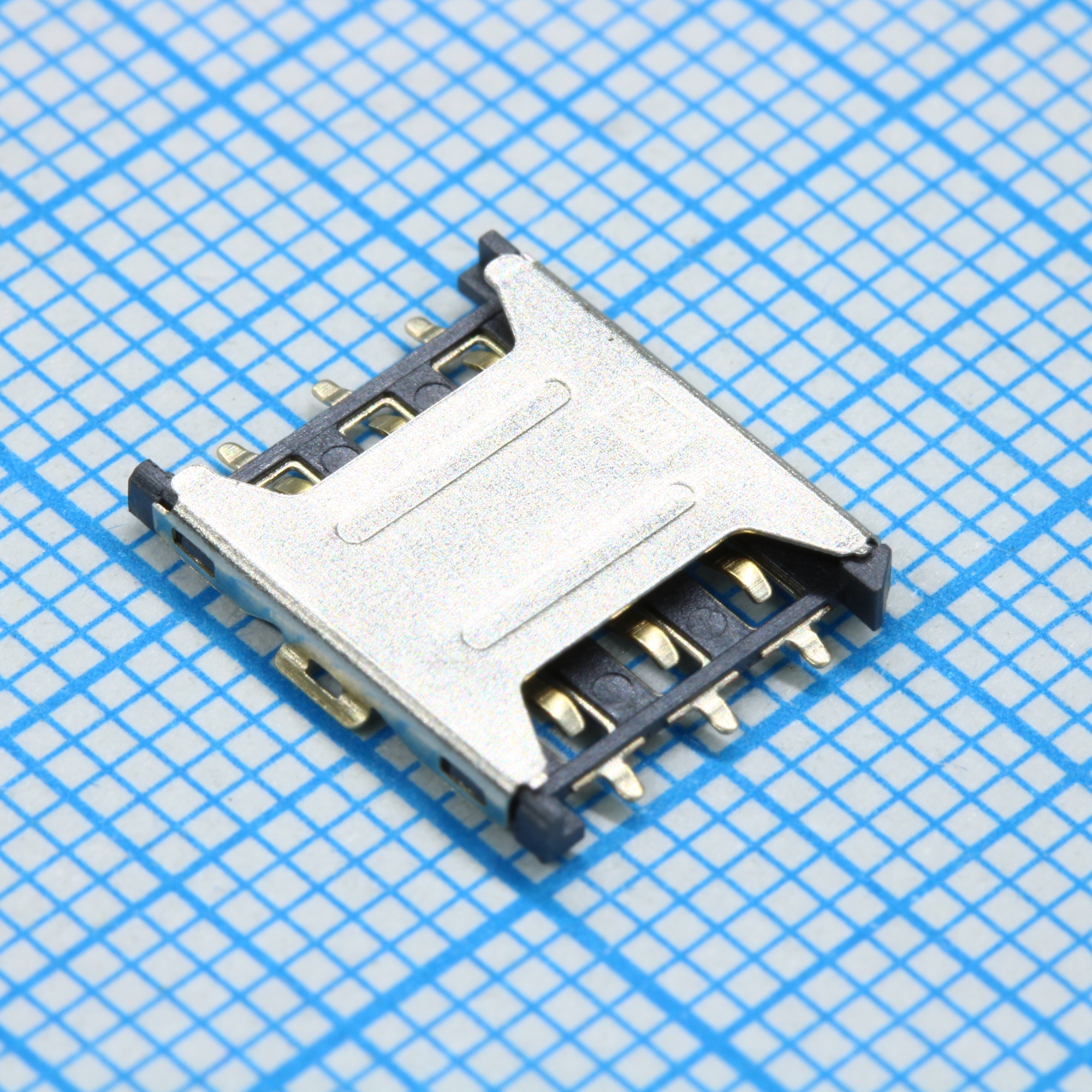 L-KLS1-SIM-076-6P-H1.35-R - Держатель нано SIM карты с защелкой 6 контактов -40°C...+85°C высота 1.35мм