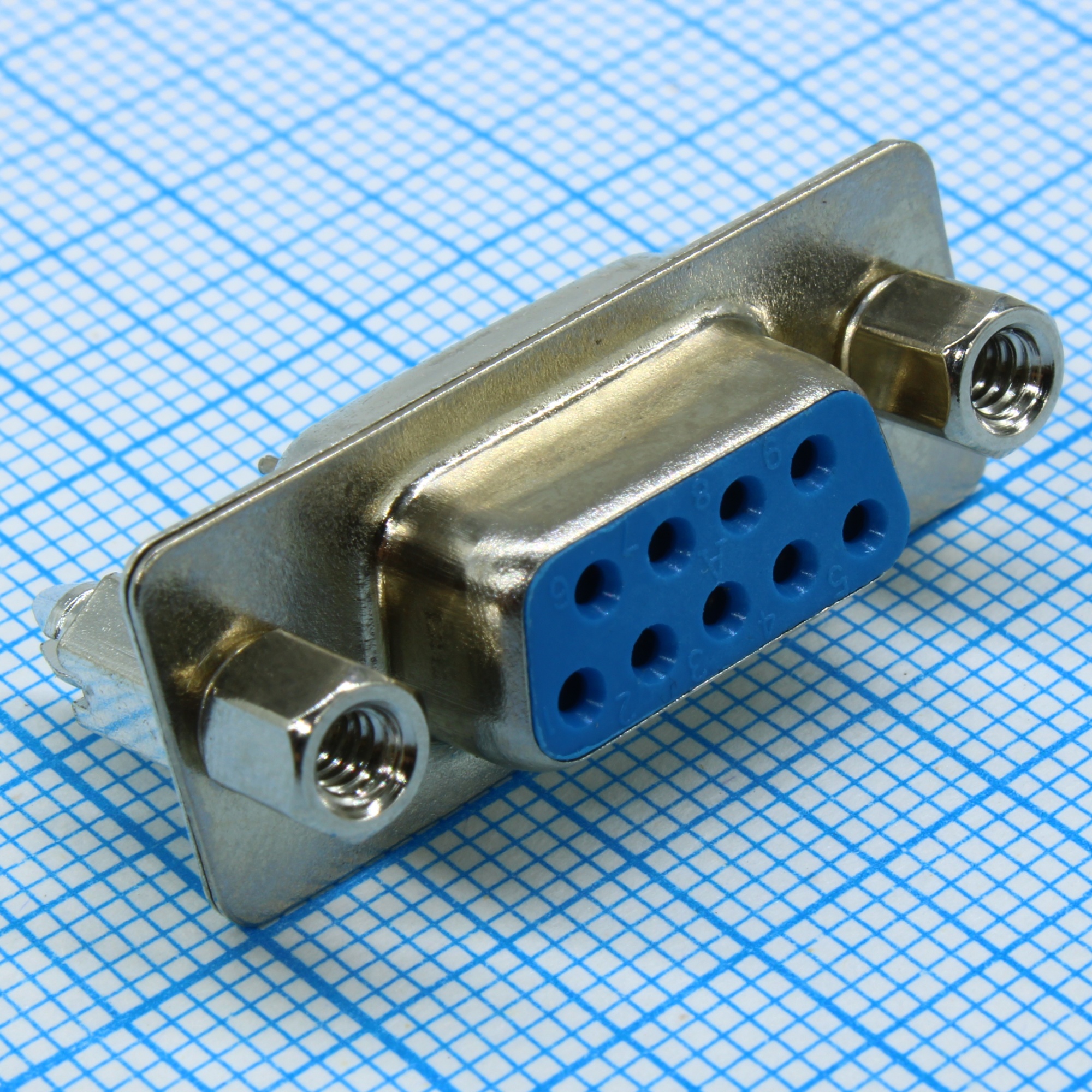 DS1034-09FUNSI44 - Разъем D-Sub, розетка на плату 9 контактов вертикальный / синий