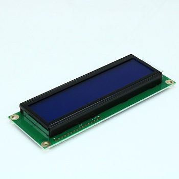WH1602L1-TMI-CT# - ЖКИ знакосинтезирующий 16 x 2, STN Синий Негативный/прозрачный светодиодная подсветка белая, размеры 122x44 мм, видимая область 99x24 мм, -20...70°C, контактные площадки снизу 16 выводов
