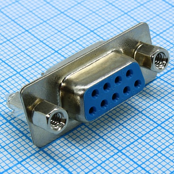 DS1034-09FUNSI44 - Разъем D-Sub, розетка на плату 9 контактов вертикальный / синий
