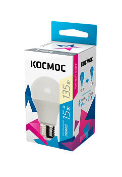 Лампа светодиодная A60 15Вт 3000К E27 220В КОСМОС LkecLED15wA60E2730