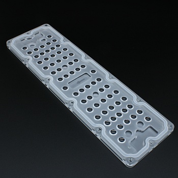 AJHB236D64LED90G - Групповая прямоугольная линза на 64 светодиода 3030/2835, эфф=90%, диаграмма 90°, 236x70mm   H:7,1mm, PC-1250Z