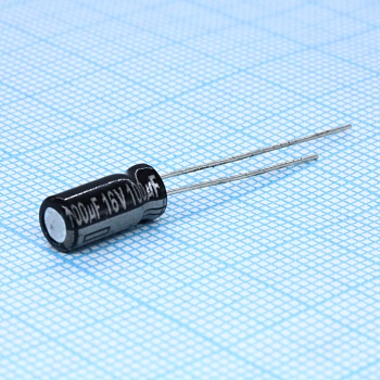 ECA1CHG101 - Конденсатор алюминиевый электролитический 100мкФ 16В  ±20% (5 х 11мм) радиальные выводы 2мм 110мА 1000час 105°С автомобильного применения россыпь