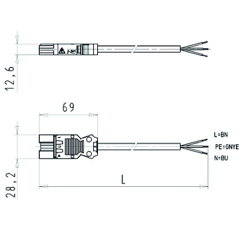 Соединитель GST18I3K1-S 15 5kVRT03 - Кабельная сборка, оконеченная вилочным разъемом GST18i3, и свободным концом, 3 полюса, длина кабеля: 1,5 метра, сечение жил кабеля: 3х1,5 мм.кв., номинальное напряжение: 250V, номинальный ток: 16А, цвет разъема: красны