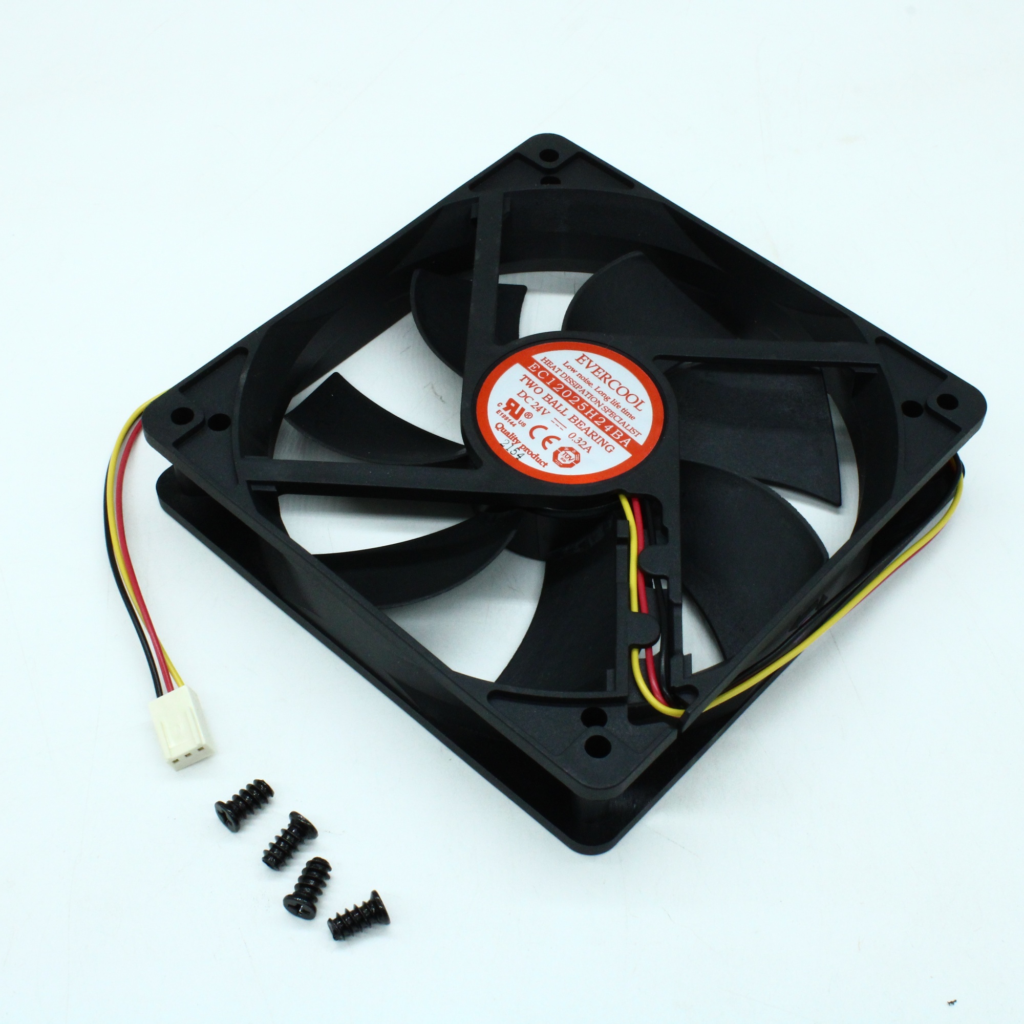 EC12025H24BA - Вентилятор 24В, 120х120х25мм, 162.49 м3/час, 43.6dB, подшипник качения, 2600 об/мин, три провода на разъеме