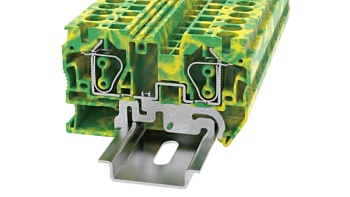 Заземляющая клемма STB6-PE-01P-1C - Заземляющая клемма тип фиксации провода: пружинный, номинальное сечение: 6 мм кв., ширина: 8,2 мм, цвет: желто-зеленый, втычная перемычка, тип монтажа: DIN35