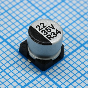 EZV220M35RC - Конденсатор алюминиевый  электролитический 22мкФ 35В ±20% (6.3 X 5.5мм) для поверхностного монтажа 230мА 2000час 105°С лента на катушке