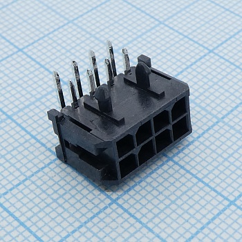 430450800 - Разъем типа провод-плата, 3 мм, 8 контакт(-ов), Штыревой Разъем, Серия Micro-Fit 3.0