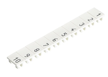 Шильдик 9705A/6/10 B  21-30 - Маркировка для клемм сечением 4 мм.кв., шириной 6 мм, 10 шильдиков, белая, нанесенные знаки: 21 – 30